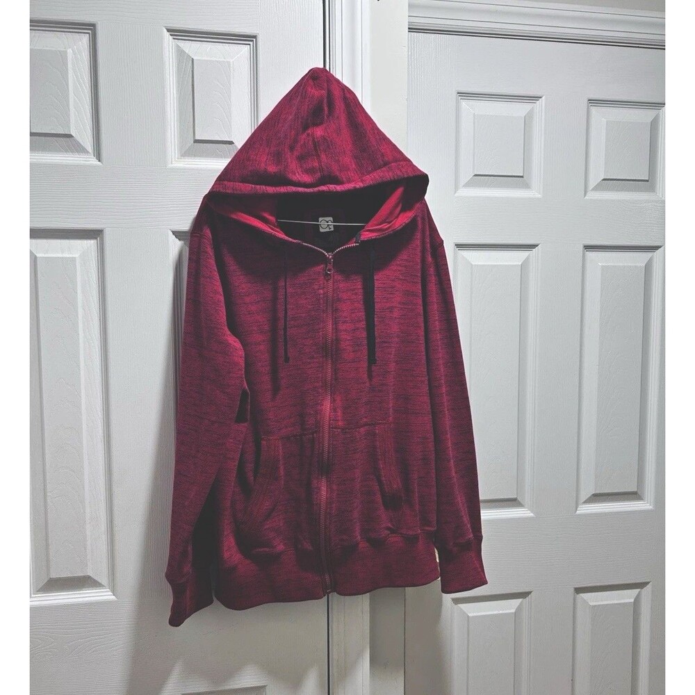 OP Ocean Pacific Unisex XL 46-48 Red Black Heather Full Zip Hoodie Sweatshirt